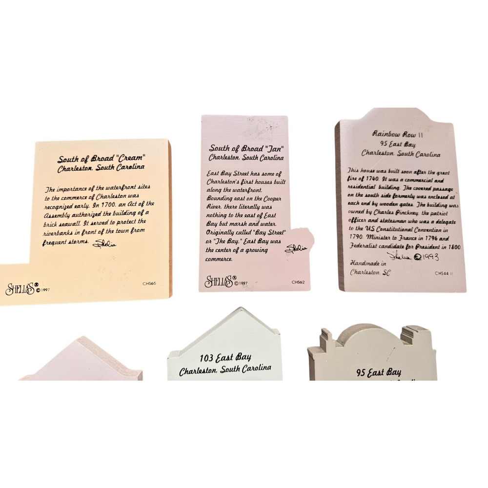 Sheila's Charleston SC Rainbow Row South of Broad 8 Pc Signed Wood House Lot - Picture 5 of 9